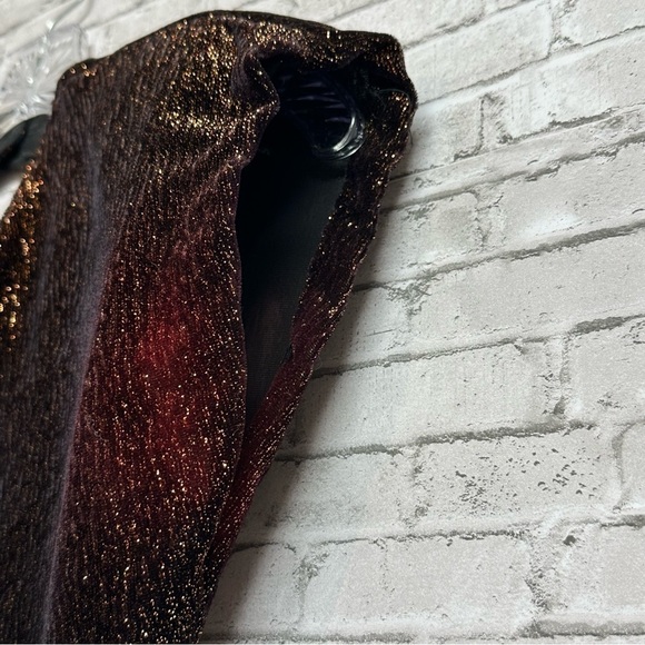 Vintage Francine Browner Women's Size 3 Copper Black Shimmer Top Bow Feathers - Picture 9 of 15